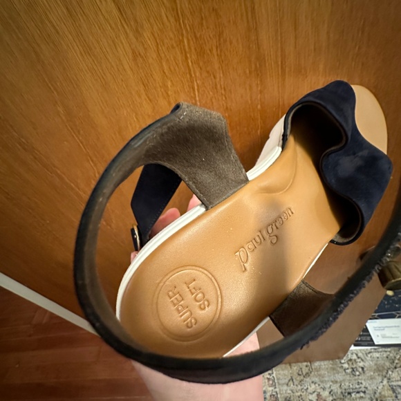 Paul Green blue nubuck leather Chelsea wedge sandal, USA size 9 / UK size 6.5 - Picture 9 of 10